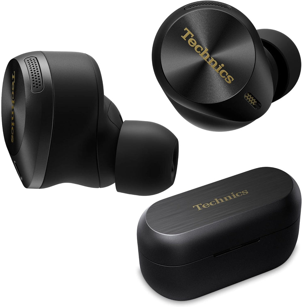 Technics EAH-AZ80-K case open showing wireless charging for a tidy desk