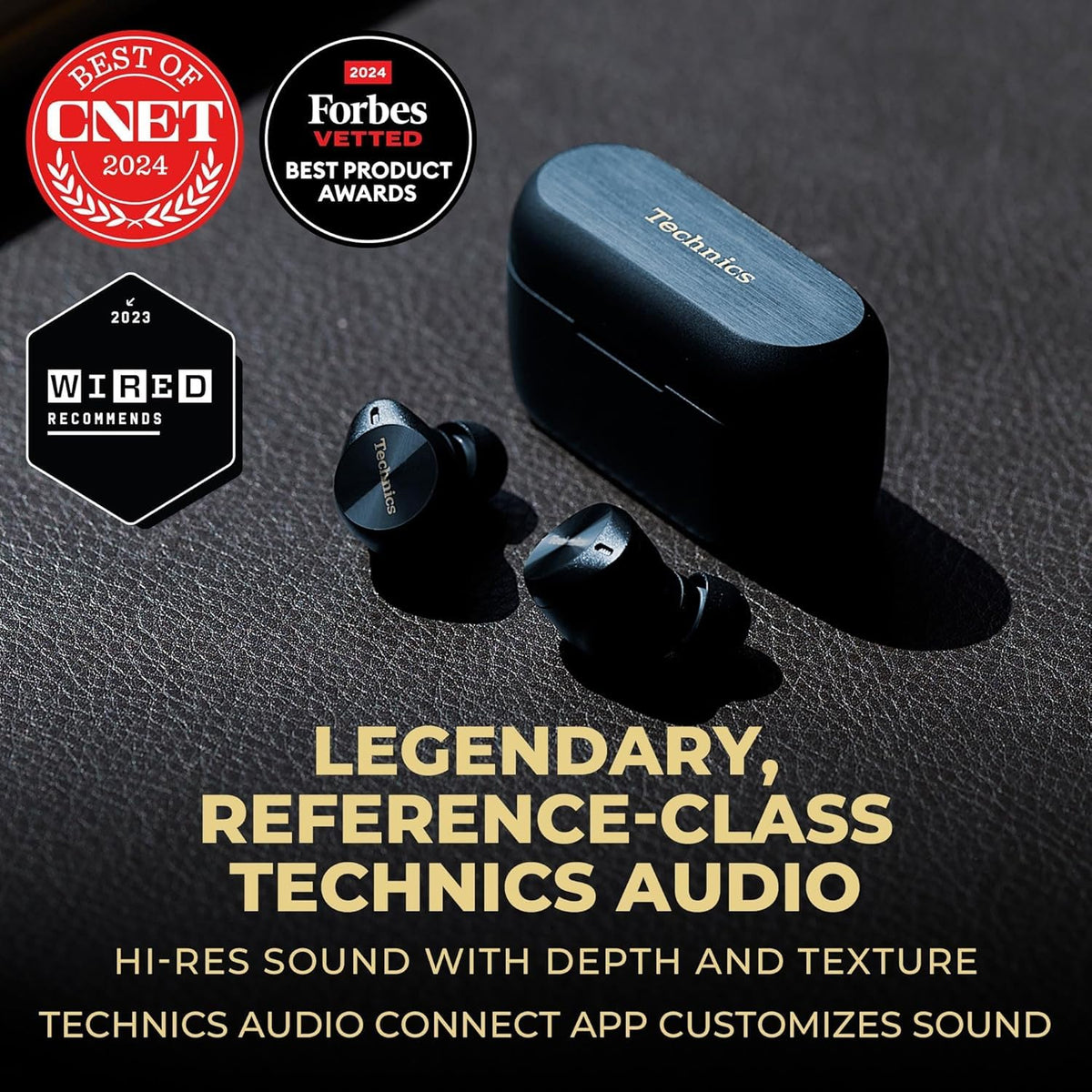 Technics EAH-AZ80-A buds in case highlighting portable design