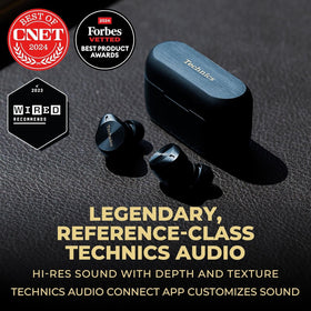 Technics EAH-AZ80-A buds in case highlighting portable design