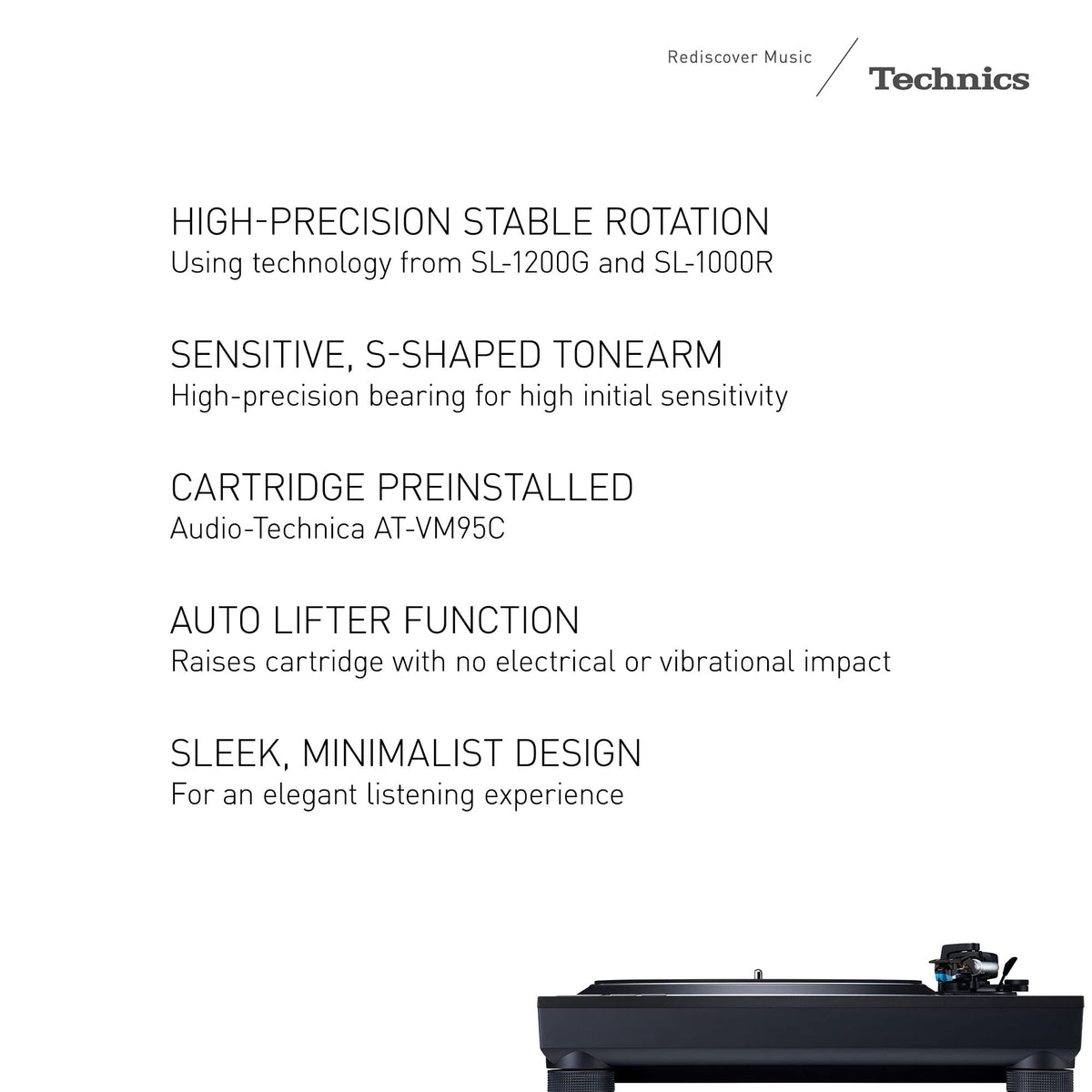 Technics SL-100C dustcover closed, sleek cabinet.