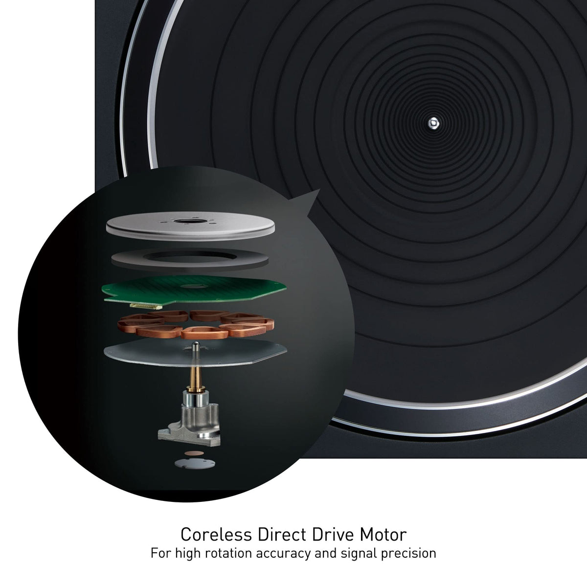 Technics SL-100C tonearm angle detail for tracking alignment.