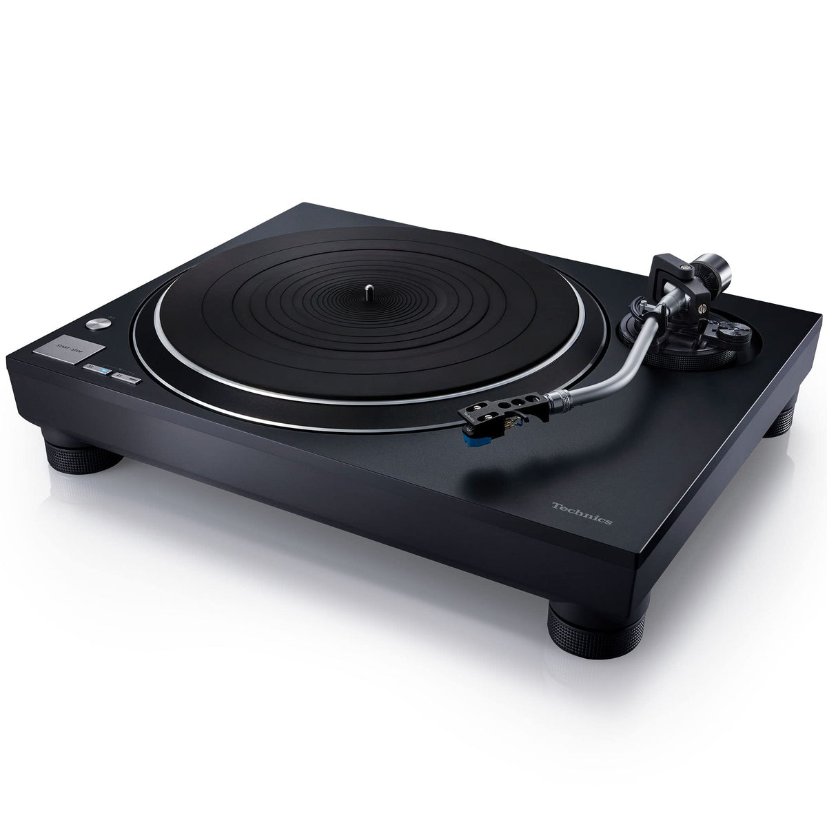 Technics SL-100C turntable top view shows precise layout.
