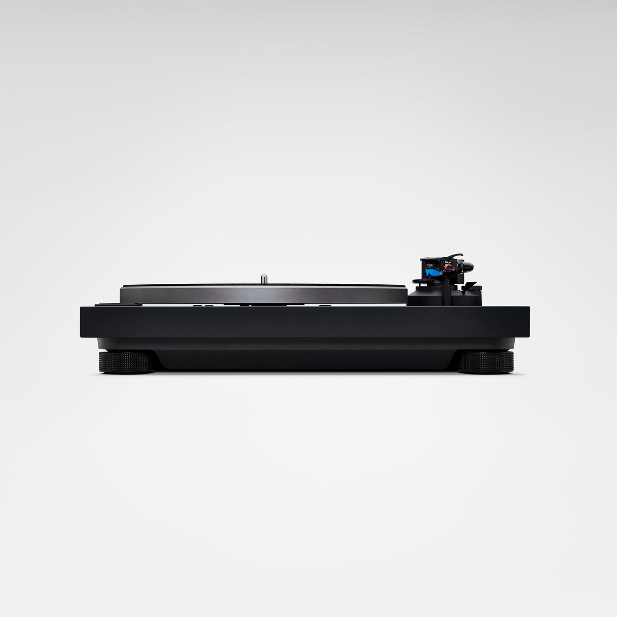 Technics SL-40CBT-K turntable top view emphasizes elegant aluminum body.