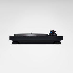 Technics SL-40CBT-K turntable top view emphasizes elegant aluminum body.
