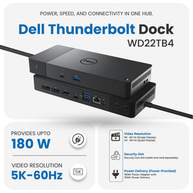 TechTray Dell WD22TB4 dock connected to laptop for multi-monitor work