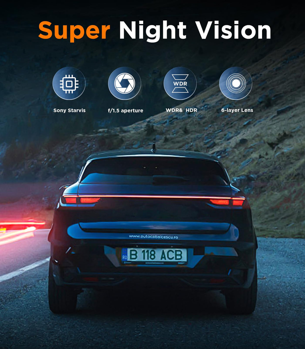 Tecival dash cam in car lifestyle scene providing continuous protection