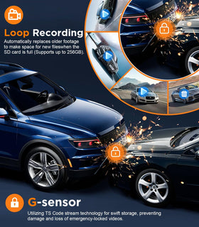 Tecival dash cam adhered to windshield demonstrating easy installation