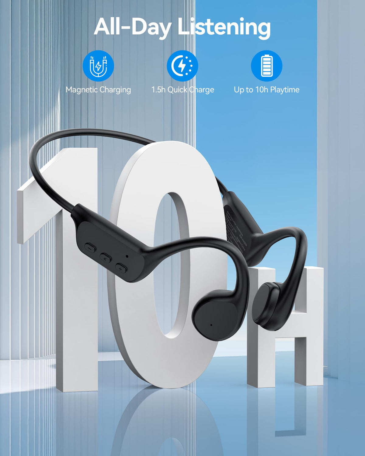 TECKNET connected to laptop for 32GB MP3 transfer emphasizing offline music benefit