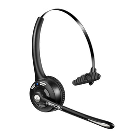 TECKNET Bluetooth headset with dual connection for laptop and phone, seamless switching.