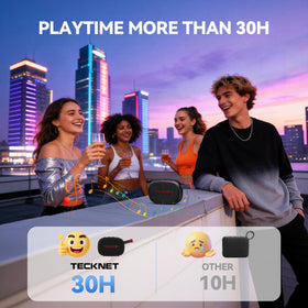 TECKNET BS004 delivers up to 30 hours of playback on a single charge