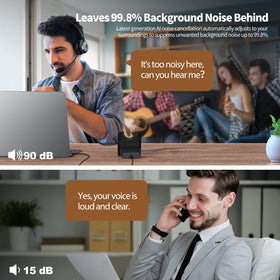 TECKNET charging base dock with headset seated for convenient recharging
