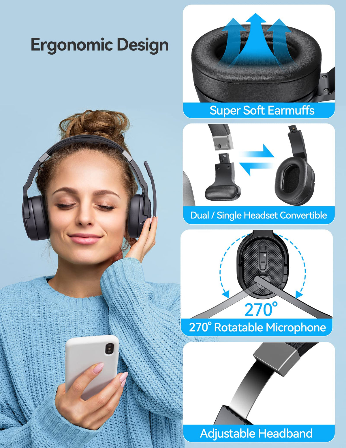 TECKNET earcup texture detail offering comfortable passive noise reduction