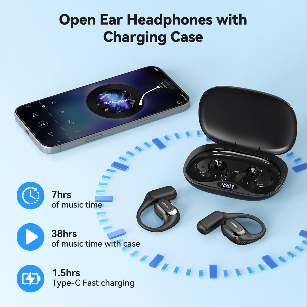 TECKNET ear hook detail highlighting flexible fit for active stability benefit