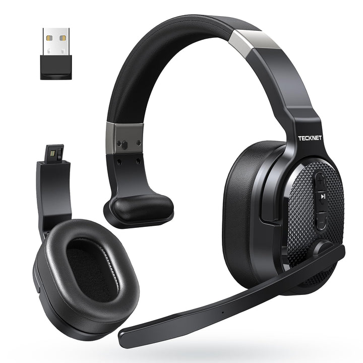 TECKNET front view showing headset and benefits of rugged design