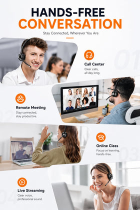 TECKNET work‑friendly on‑ear headset for travel and meetings.