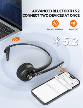 TECKNET headset with long battery life for all‑day calls and meetings.