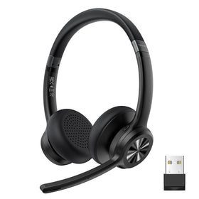 TECKNET wireless headset with USB dongle for clear calls via noise-canceling mic