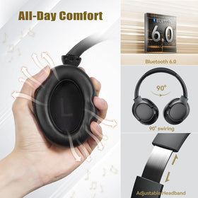 TECKNET Hybrid ANC headphones 3.5mm cable for wired use.