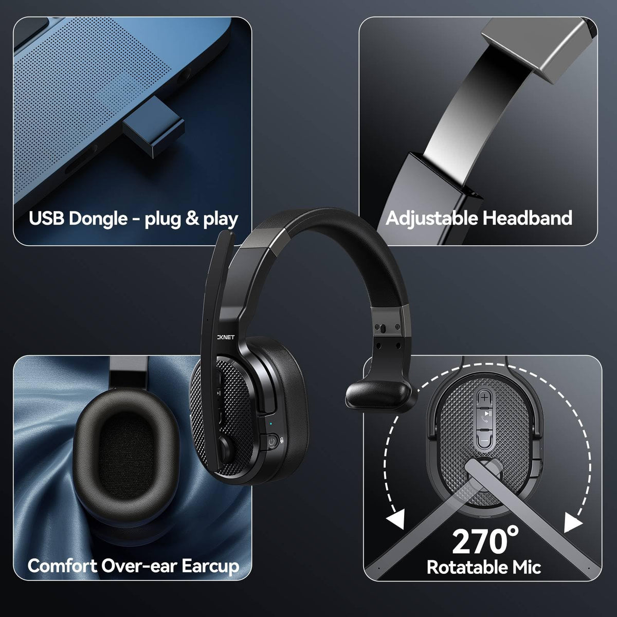 TECKNET headset worn in truck cab, reduces road noise for clear calls