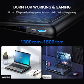 TECKNET cooling pad angled view emphasizes ergonomic design for lap use.