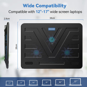 TECKNET cooling pad fits 12 to 17 inch laptops for versatile use