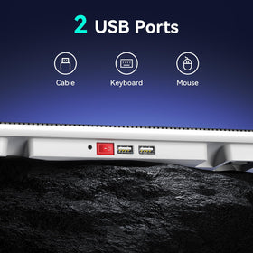 Double USB ports let you power the pad and connect peripherals while cooling.