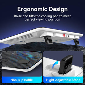 Ergonomic height adjustment for a comfortable viewing angle while working or gaming.
