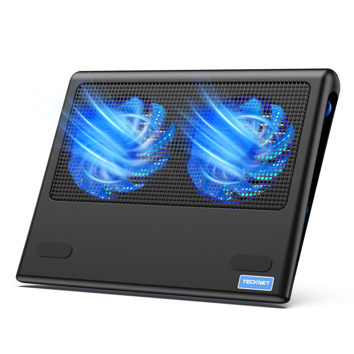 TECKNET laptop cooling pad front view with dual fans for targeted cooling.