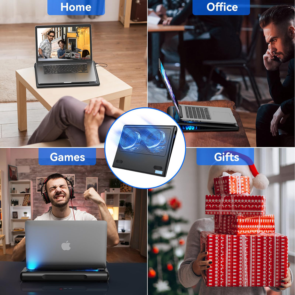 TECKNET cooling pad USB-C and USB-A powered for versatile use.