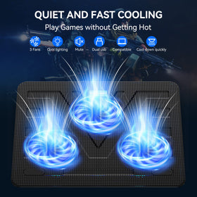 TECKNET USB-powered cooling pad operating quietly during long sessions