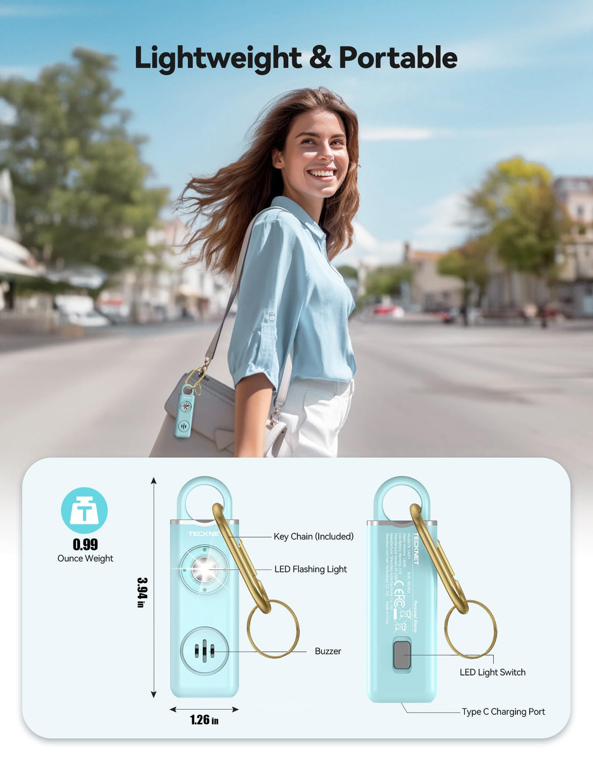 TECKNET pin-activation mechanism for quick, decisive use.