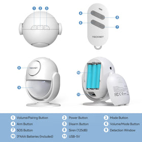 TECKNET PIR detection 26ft 120° range reduces false alarms.
