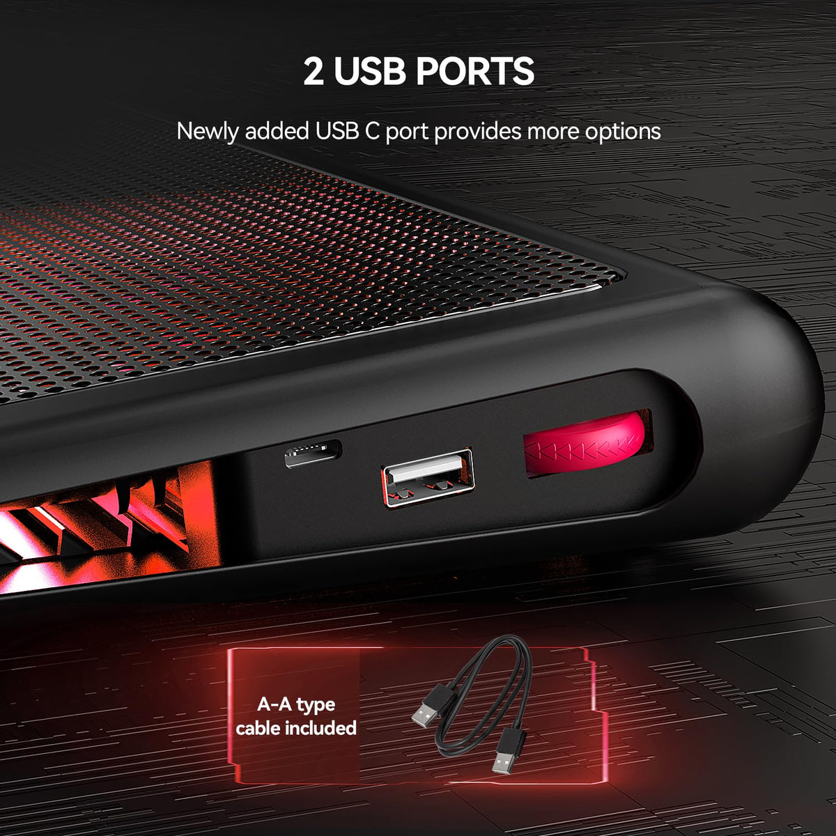TECKNET showing USB-C and USB-A ports for flexible power and peripheral use