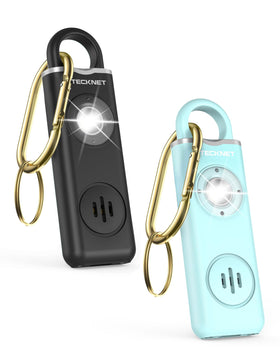 TECKNET rechargeable personal alarm with 130dB siren to deter threats during walks.