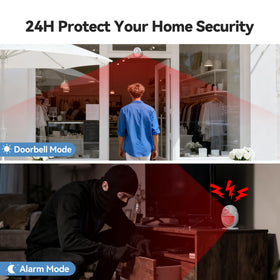 TECKNET remote control shows 328ft range for quick arming and disarming.