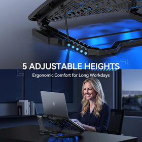 TECKNET side profile showing five adjustable heights for ergonomic comfort
