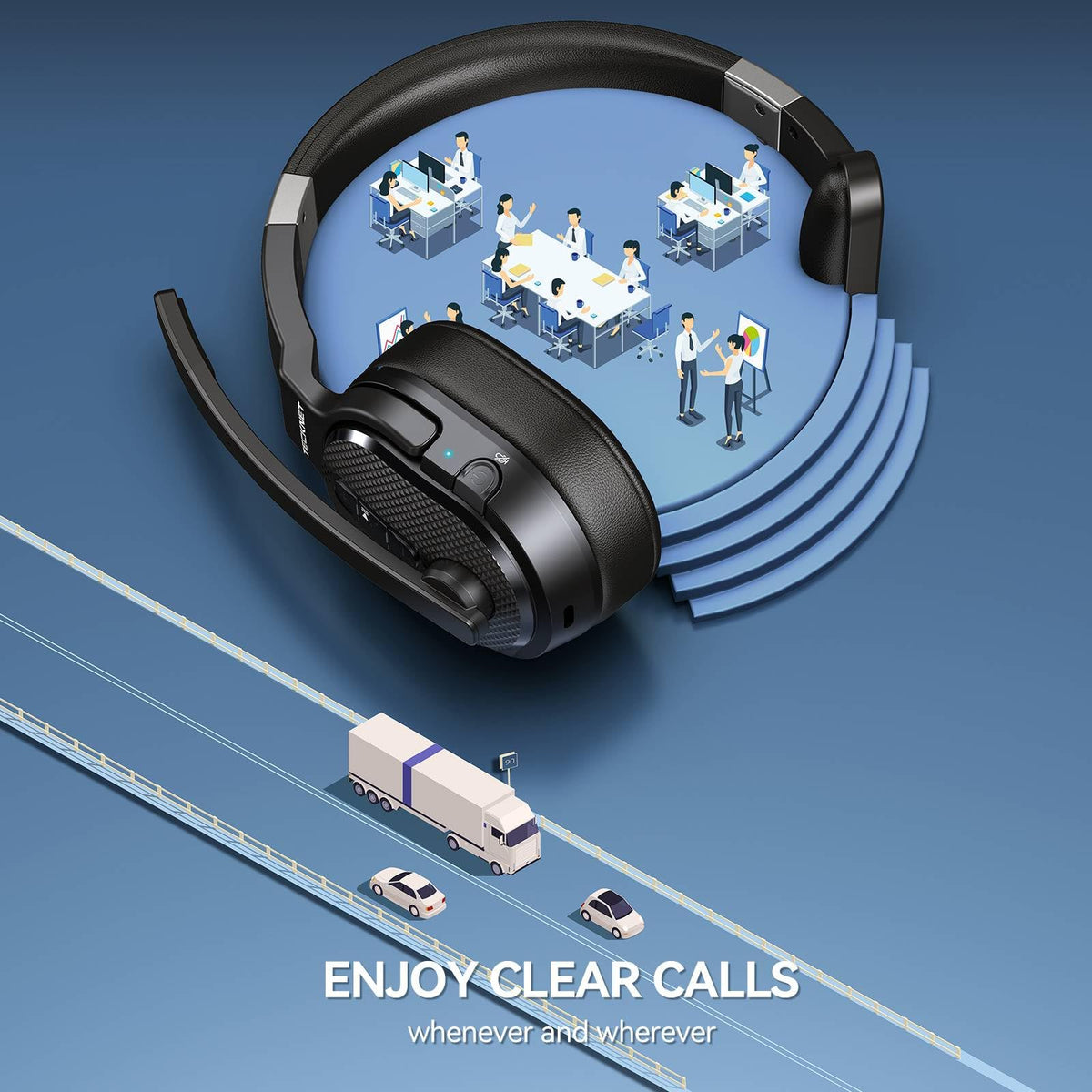 TECKNET headset held in hand for scale, lightweight comfortable fit