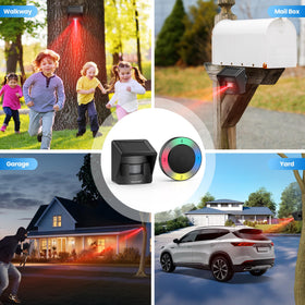 TECKNET Solar Driveway Alarm LED indicators show zone activity at a glance.
