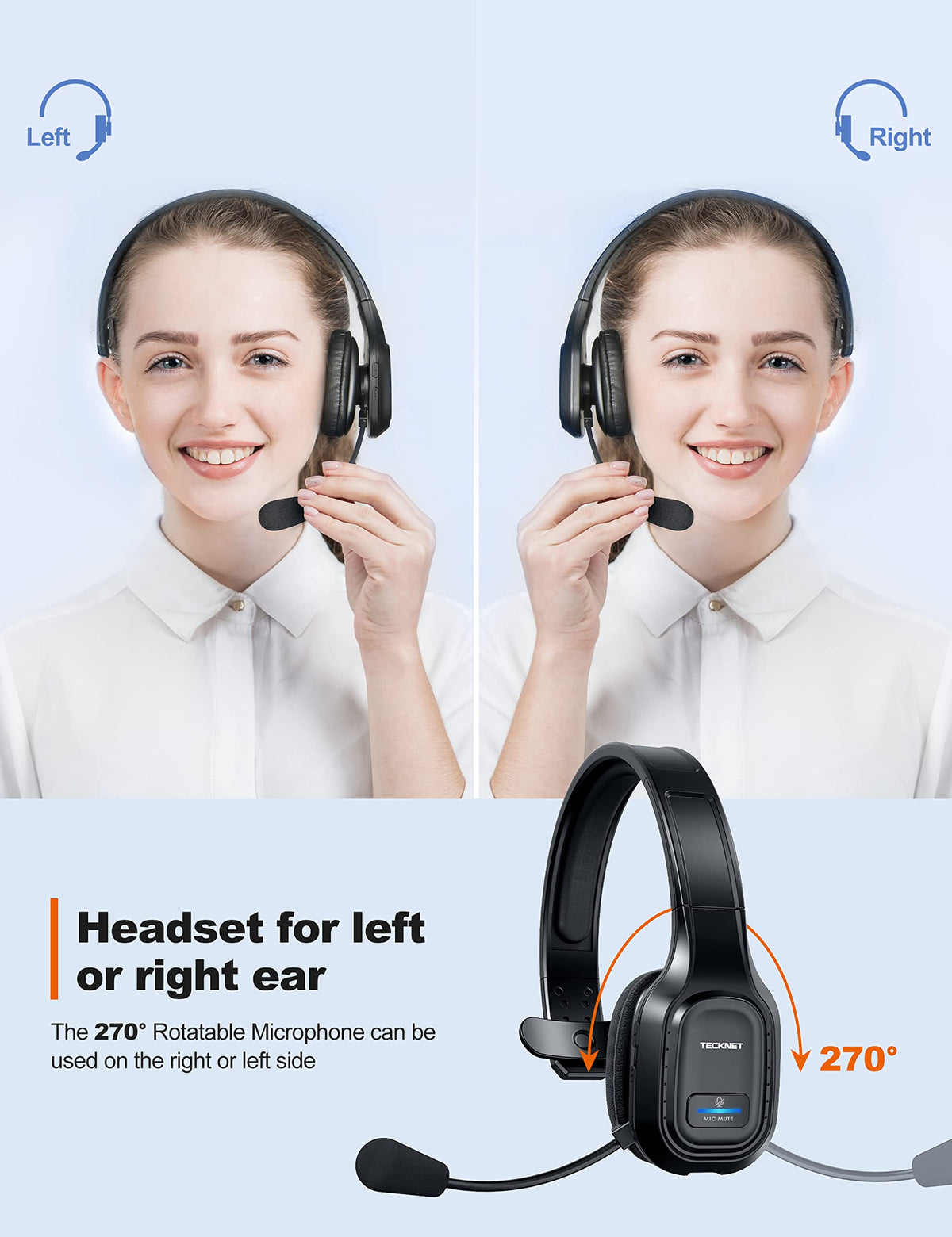 TECKNET detail of soft leather ear cushion showing comfort for long shifts benefit