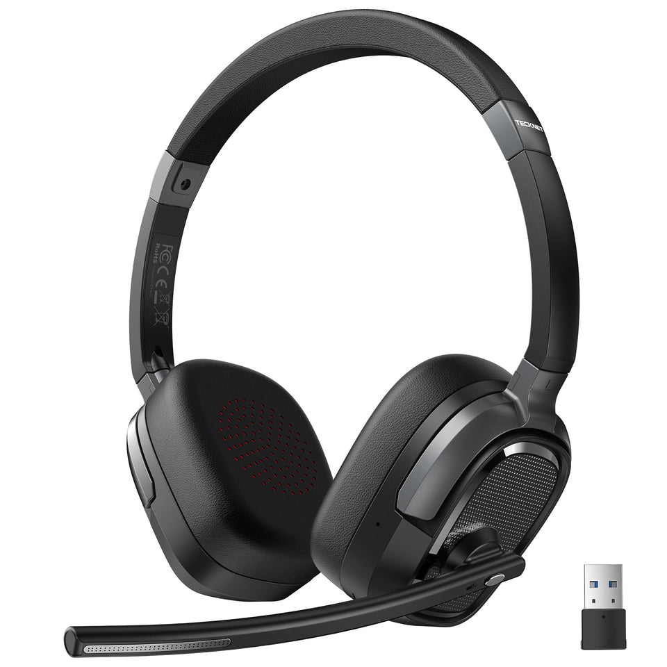 TECKNET wireless headset with mic for clear voice during calls