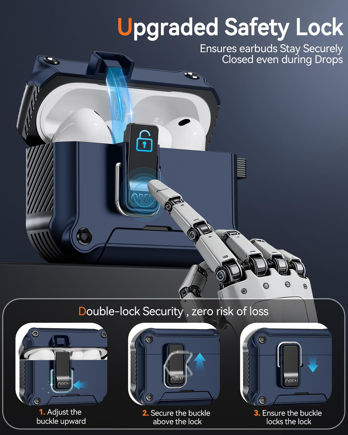 Tecolu AirPods Pro 3 Case includes a hidden cleaning pen for easy maintenance.