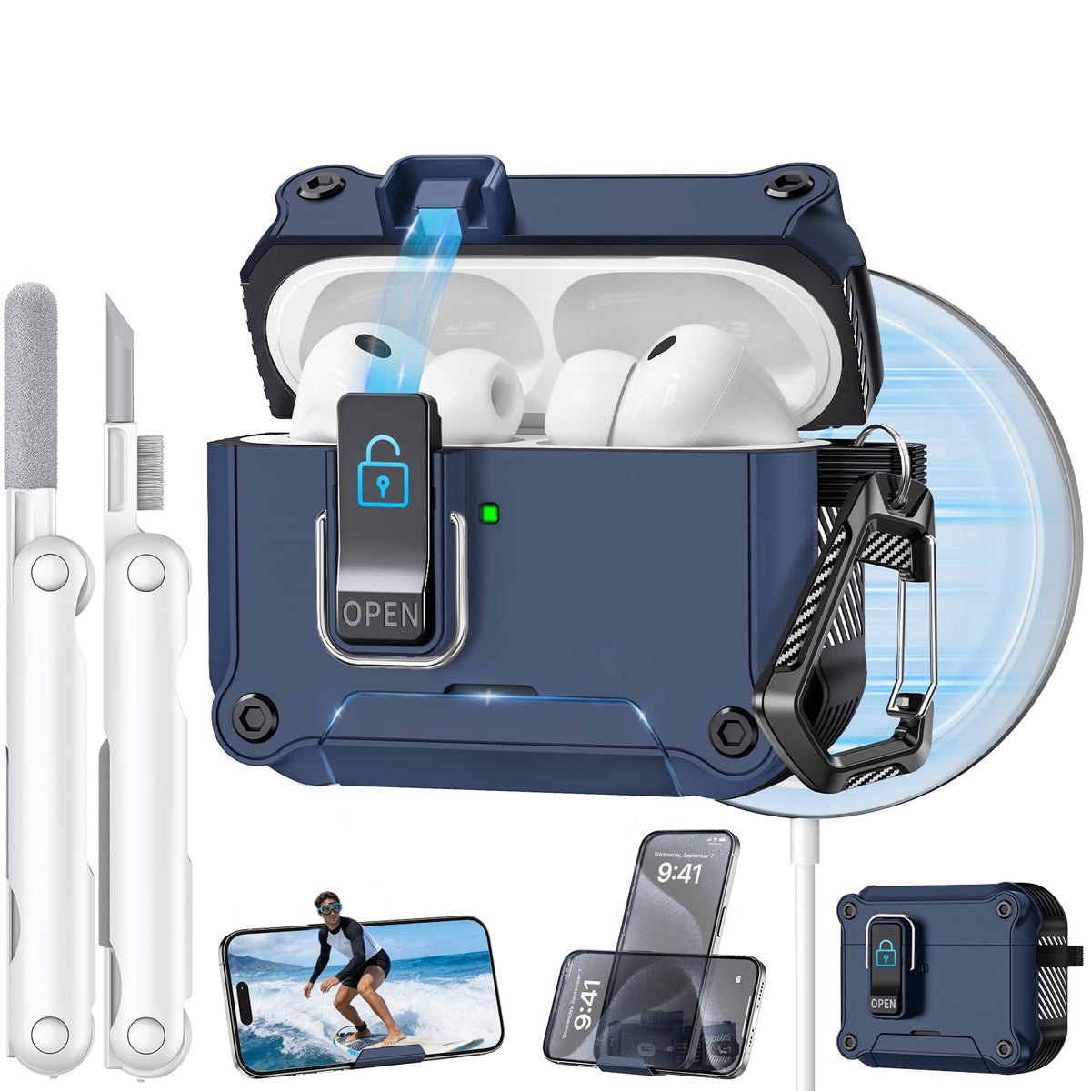 Tecolu AirPods Pro 3 Case with MagSafe and safety lock keeps earbuds secure on the go.