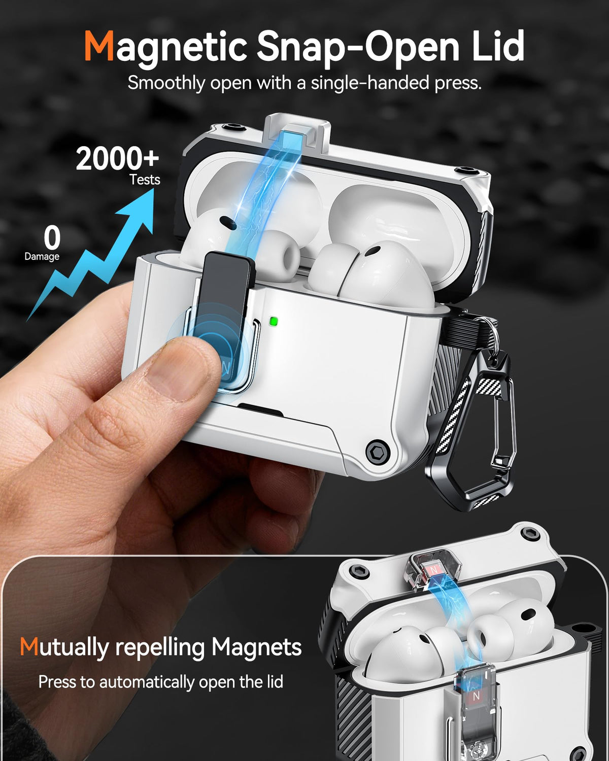  Tecolu AirPods Pro 3 Case hidden cleaning pen reaches tight spaces.