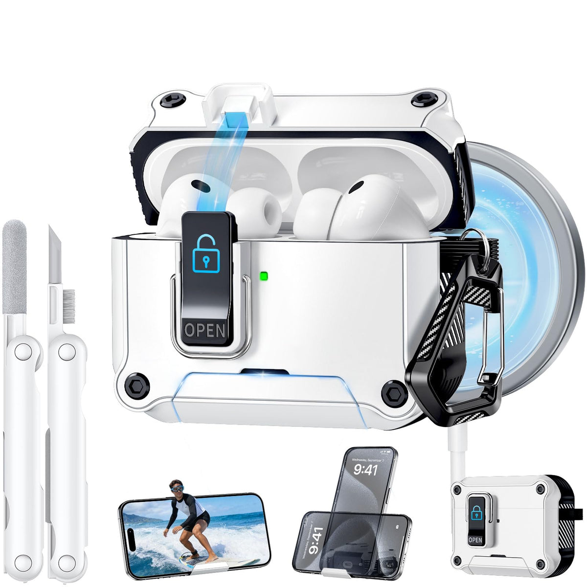  Tecolu AirPods Pro 3 Case rugged hard shell protects against drops and scratches.
