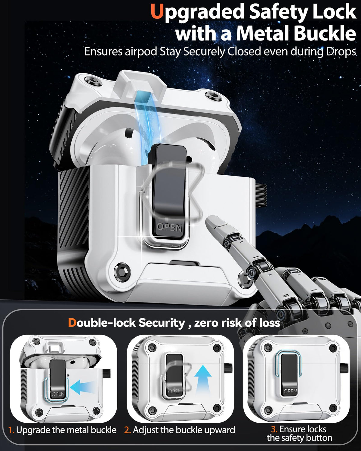 Tecolu AirPods 4 case with automatic pop-up lid for quick one-handed access.