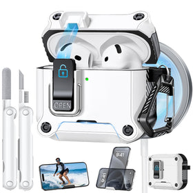 Tecolu AirPods 4 case with dual safety lock and MagSafe for secure carry and anti-loss protection.