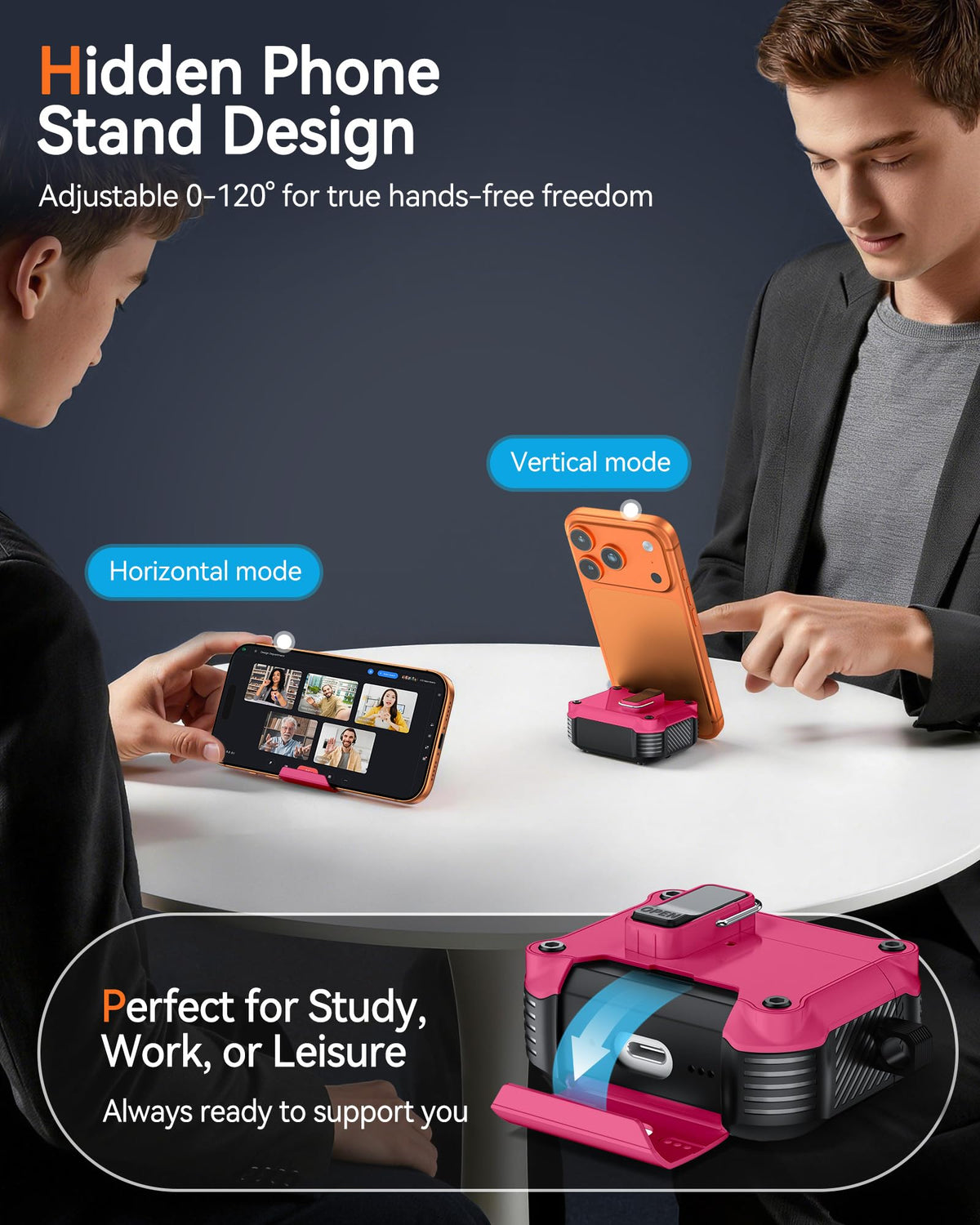 Tecolu AirPods 4 case with built in 90 degree phone stand for hands free viewing
