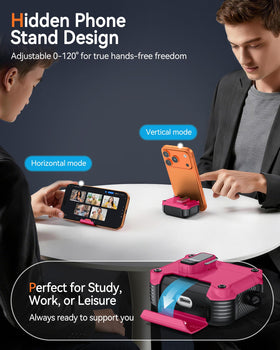 Tecolu AirPods 4 case with built in 90 degree phone stand for hands free viewing
