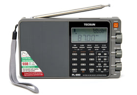 TECSUN PL880 front view in silver for portable listening on the go