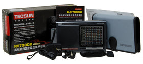 TECSUN R9700DX with included reel shortwave antenna extended demonstrating better reception
